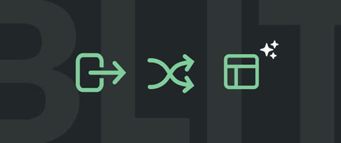 Export icons, with the word "BLIT" In the background.